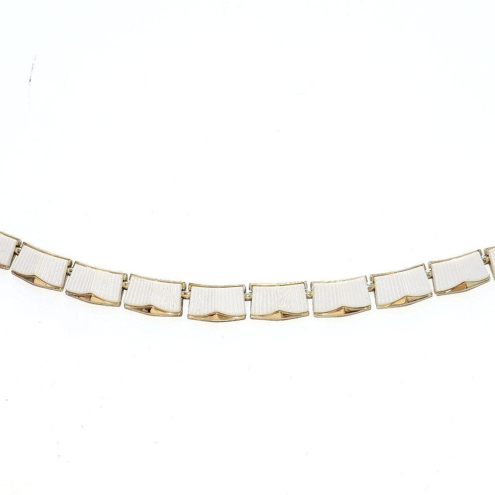 vintage white thermoset choker necklace gold chain
